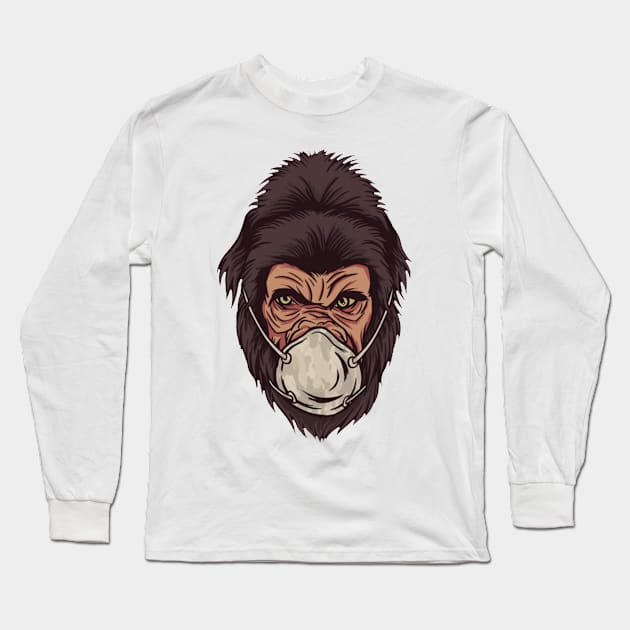 Gorilla With Face Mask Long Sleeve T-Shirt by consigliop